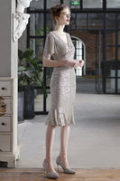 Laden Sie das Bild in den Galerie-Viewer, Burgund Midi Pailletten Partykleid