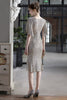 Laden Sie das Bild in den Galerie-Viewer, Burgund Midi Pailletten Formelles Kleid
