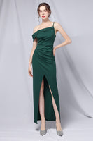 Laden Sie das Bild in den Galerie-Viewer, Burgundy Eine Schulter Abendkleid mit Schlitz