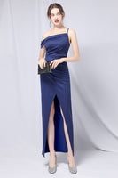 Laden Sie das Bild in den Galerie-Viewer, Burgundy Eine Schulter Abendkleid mit Schlitz