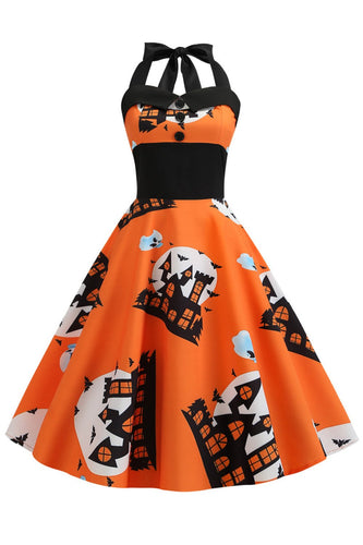 Orange Halter Halloween Vintage Kleid