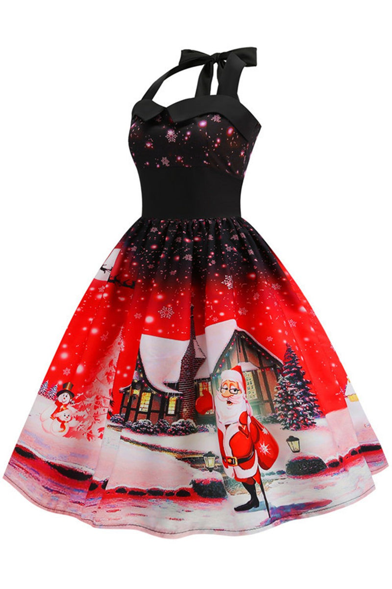 Laden Sie das Bild in den Galerie-Viewer, Rotes Weihnachten Halter 1950er Jahre Kleid