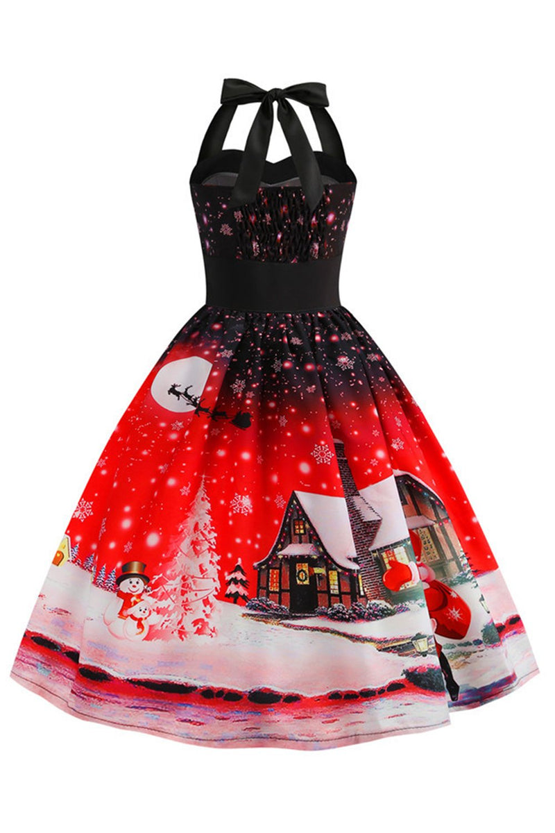 Laden Sie das Bild in den Galerie-Viewer, Rotes Weihnachten Halter 1950er Jahre Kleid