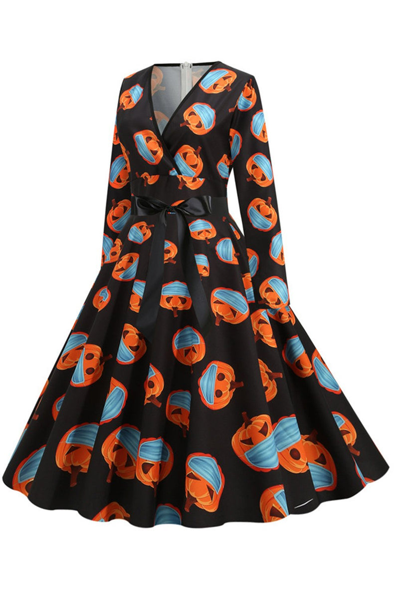Laden Sie das Bild in den Galerie-Viewer, Schwarzes Halloween Vintage Kleid aus den 1950er Jahren
