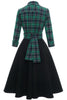 Laden Sie das Bild in den Galerie-Viewer, Grün kariertes Vintage Kleid mit langen Ärmeln