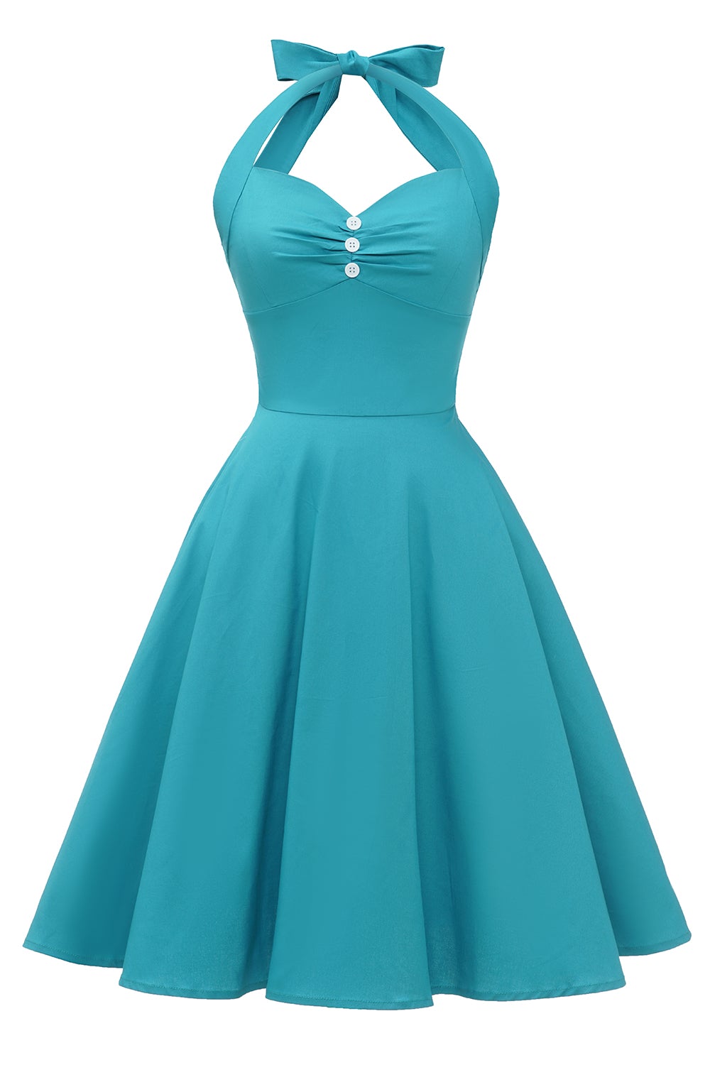 Neckholder Blaues Vintage Kleid mit Bowknot