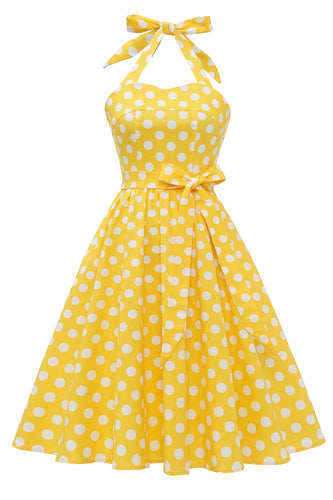 Gelbe Polka Dots Pin Up Vintage Kleid