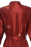 Laden Sie das Bild in den Galerie-Viewer, Burgundy Crane Bedruckte Brautrobe