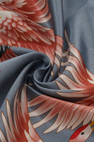 Laden Sie das Bild in den Galerie-Viewer, Burgundy Crane Bedruckte Brautrobe