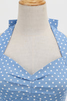 Laden Sie das Bild in den Galerie-Viewer, Retro Polka Dots Neckholder Offenes Rückenkleid