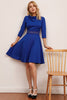 Laden Sie das Bild in den Galerie-Viewer, Königsblau Vintage Kleid mit Ärmeln