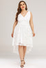 Laden Sie das Bild in den Galerie-Viewer, Weißes Spitze Asymmetrisches Übergröße Kleid