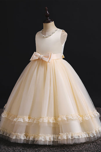 A Line Blush Blumenmädchen Kleid mit Spitzenrüschen