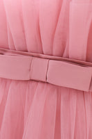 Laden Sie das Bild in den Galerie-Viewer, Grünes Blumenmädchenkleid aus Tüll mit Rundhalsausschnitt und Schleife