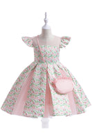 Laden Sie das Bild in den Galerie-Viewer, Rosa Blume bedrucktes Blumenmädchenkleid