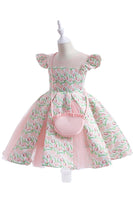 Laden Sie das Bild in den Galerie-Viewer, Rosa Blume bedrucktes Blumenmädchenkleid