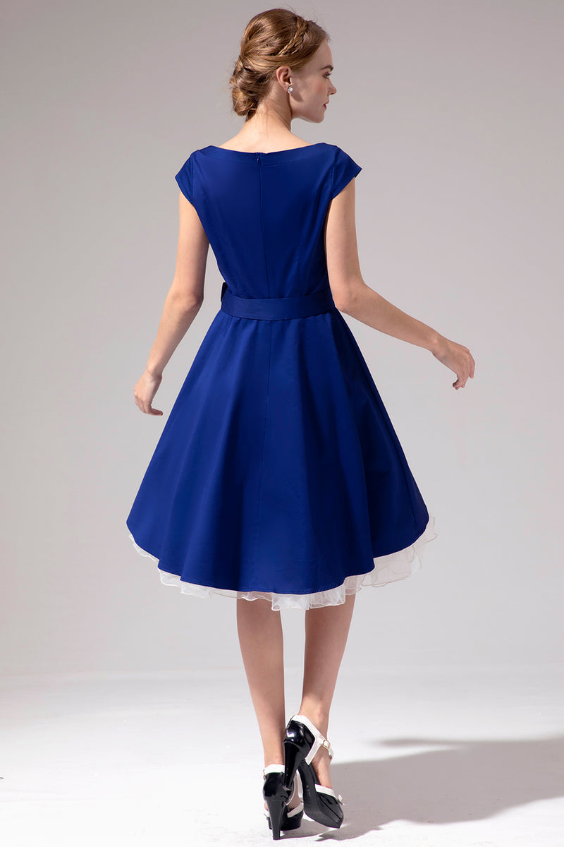 Laden Sie das Bild in den Galerie-Viewer, 1950er Königsblau Kleid