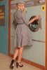 Laden Sie das Bild in den Galerie-Viewer, Dunkelgrau 3/4 Ärmel Vintage Plaid 1950er Jahre Swing Party Kleid