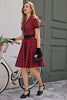 Laden Sie das Bild in den Galerie-Viewer, Rot 1950er Plaid Swing Vintage Kleid