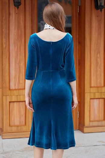 Königsblau Samt Formelles Kleid