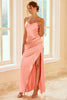 Laden Sie das Bild in den Galerie-Viewer, Pfirsich Scheath Langes Brautjungfer Kleid mit Schlitz