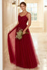 Laden Sie das Bild in den Galerie-Viewer, Burgundy Langes Brautjungfer Kleid mit Spitze
