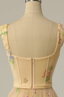 Laden Sie das Bild in den Galerie-Viewer, A-Linie Herzausschnitt Champagner Langes Ballkleid mit Stickerei