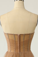 Laden Sie das Bild in den Galerie-Viewer, Khaki Polka Dots Korsett Ballkleid