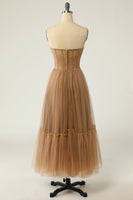 Laden Sie das Bild in den Galerie-Viewer, Khaki Polka Dots Korsett Ballkleid