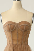 Laden Sie das Bild in den Galerie-Viewer, Khaki Polka Dots Korsett Ballkleid