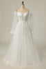 Laden Sie das Bild in den Galerie-Viewer, Luxuriöses A Linie Schulterfreies Weißes Hochzeitskleid mit Applikationen