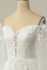 Laden Sie das Bild in den Galerie-Viewer, Luxuriöses A Linie Schulterfreies Weißes Hochzeitskleid mit Applikationen