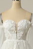 Laden Sie das Bild in den Galerie-Viewer, A-Linie Schulterfreies Elfenbein Brautkleid mit langen Ärmeln