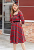 Laden Sie das Bild in den Galerie-Viewer, Kariertes Rotes Vintage Kleid mit Ärmeln