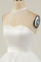 Laden Sie das Bild in den Galerie-Viewer, Halter Schwarzes Tüll kurzes Abiballkleid