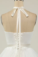 Laden Sie das Bild in den Galerie-Viewer, Halter Schwarzes Tüll kurzes Abiballkleid