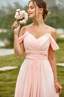Laden Sie das Bild in den Galerie-Viewer, Off Shoulder Blush Brautjungfernkleid