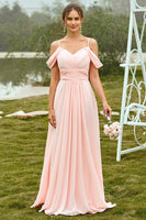 Laden Sie das Bild in den Galerie-Viewer, Off Shoulder Blush Brautjungfernkleid