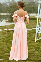 Laden Sie das Bild in den Galerie-Viewer, Off Shoulder Blush Brautjungfernkleid