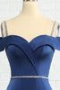 Laden Sie das Bild in den Galerie-Viewer, Meerjungfrau Schulterfreies Marine Brautjungfernkleid mit Perlstickerei