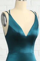 Laden Sie das Bild in den Galerie-Viewer, Pfau blaues Meerjungfrau Rückenfreies langes Ballkleid