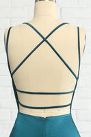 Laden Sie das Bild in den Galerie-Viewer, Pfau blaues Meerjungfrau Rückenfreies langes Ballkleid