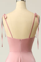Laden Sie das Bild in den Galerie-Viewer, Blush Spaghetti Träger Langes Ballkleid mit Bowknot