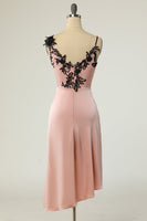 Laden Sie das Bild in den Galerie-Viewer, Scheide V Ausschnitt Schwarz Nud Knielänge Partykleid