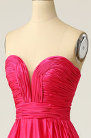 Laden Sie das Bild in den Galerie-Viewer, A Line Herzausschnitt Fuchsia Langes Ballkleid mit Ruched