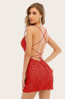 Laden Sie das Bild in den Galerie-Viewer, Kurzes Etui Spitzen Abschlussballkleid