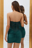 Laden Sie das Bild in den Galerie-Viewer, Sheath Herzausschnitt Dunkelgrünes kurzes Abiballkleid mit Perlenstickerei