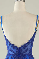 Laden Sie das Bild in den Galerie-Viewer, Etui Spaghettiträger Dunkelgrünes Abiballkleid mit Strass