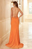 Laden Sie das Bild in den Galerie-Viewer, Sheath Halter Orange Langes Partykleid mit Schlitz