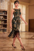 Laden Sie das Bild in den Galerie-Viewer, Glitzerndes dunkelgrünes Gatsby Kleid mit Fransen aus den 1920er Jahren